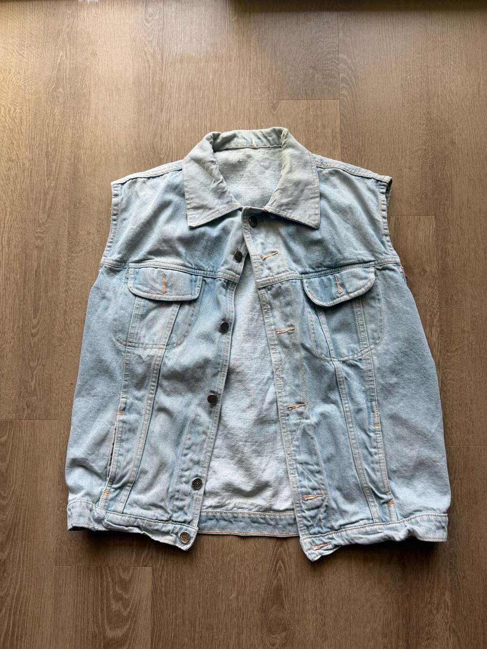 Vintage blue denim vest authentically made by... 0014